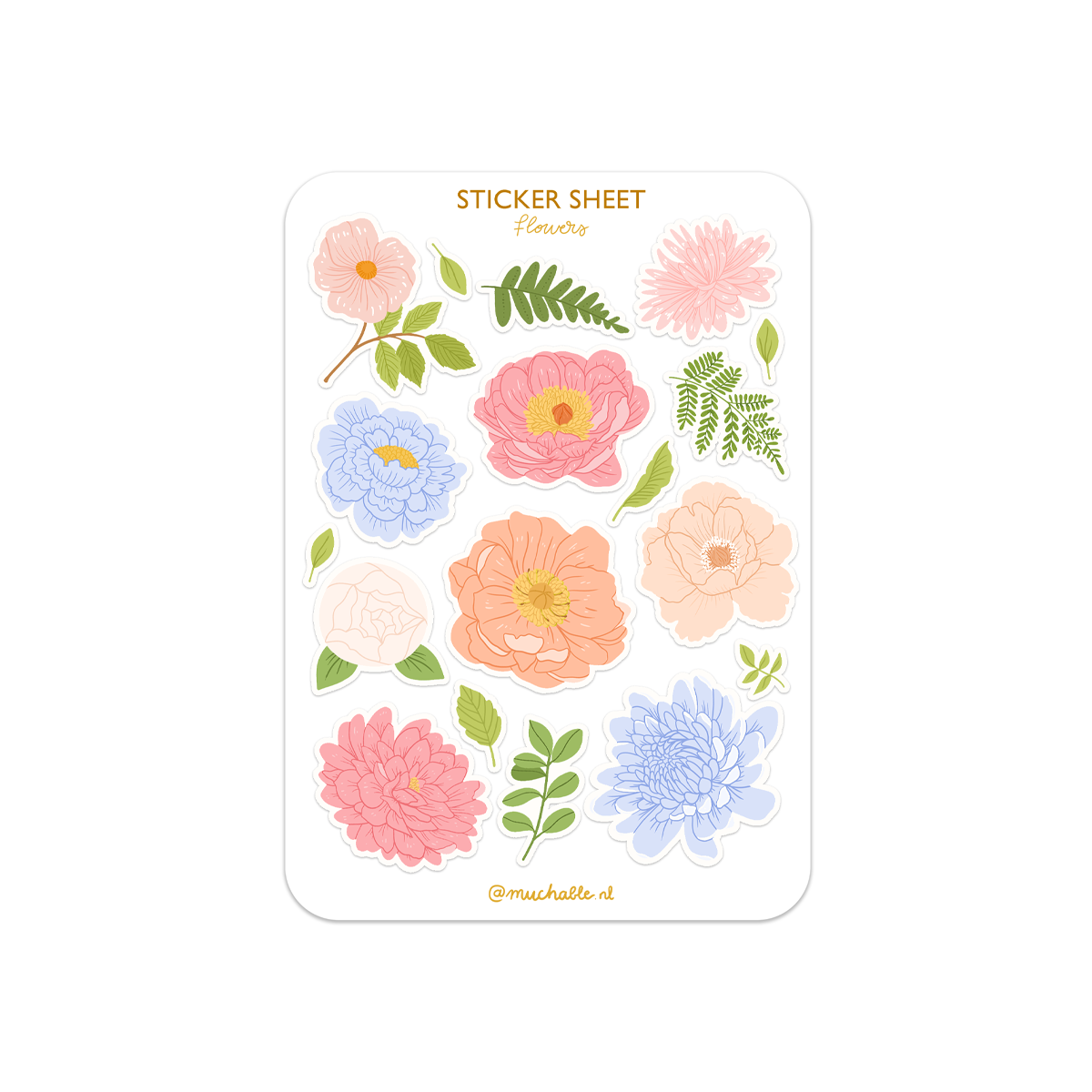 Planche de stickers - Fleurs et fougère