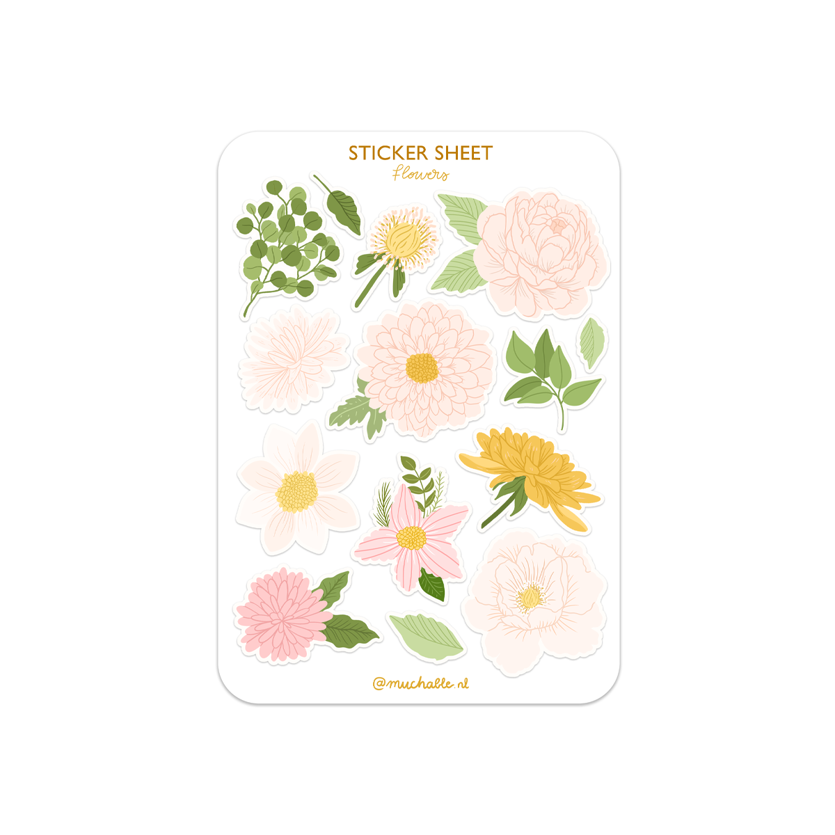 Planche de stickers - Fleurs rosées