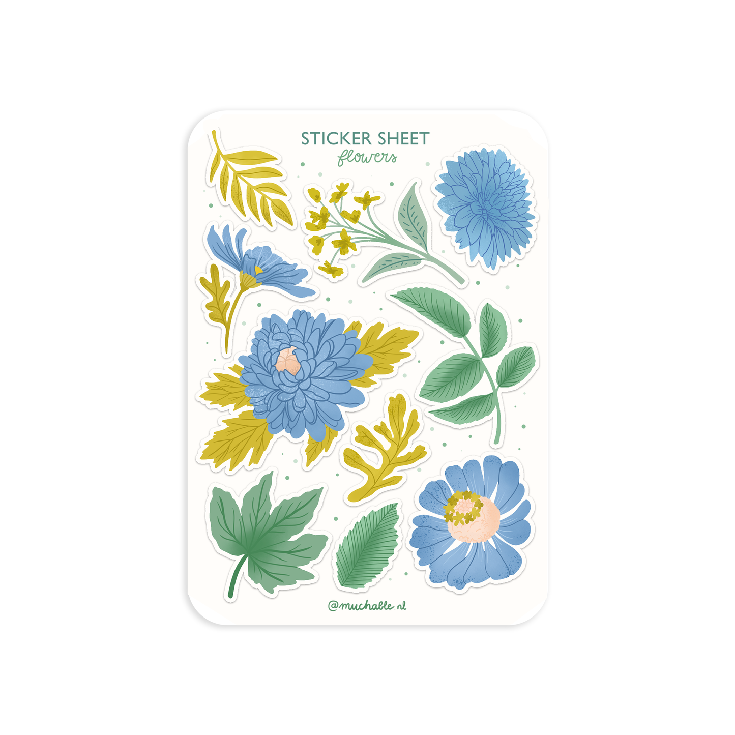 Planche de stickers - Fleurs Bleues