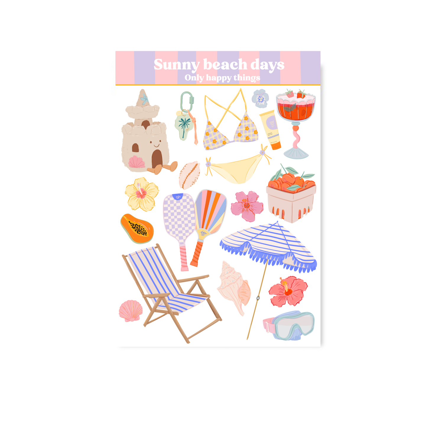 Planche de stickers - Journées ensoleillées à la plage