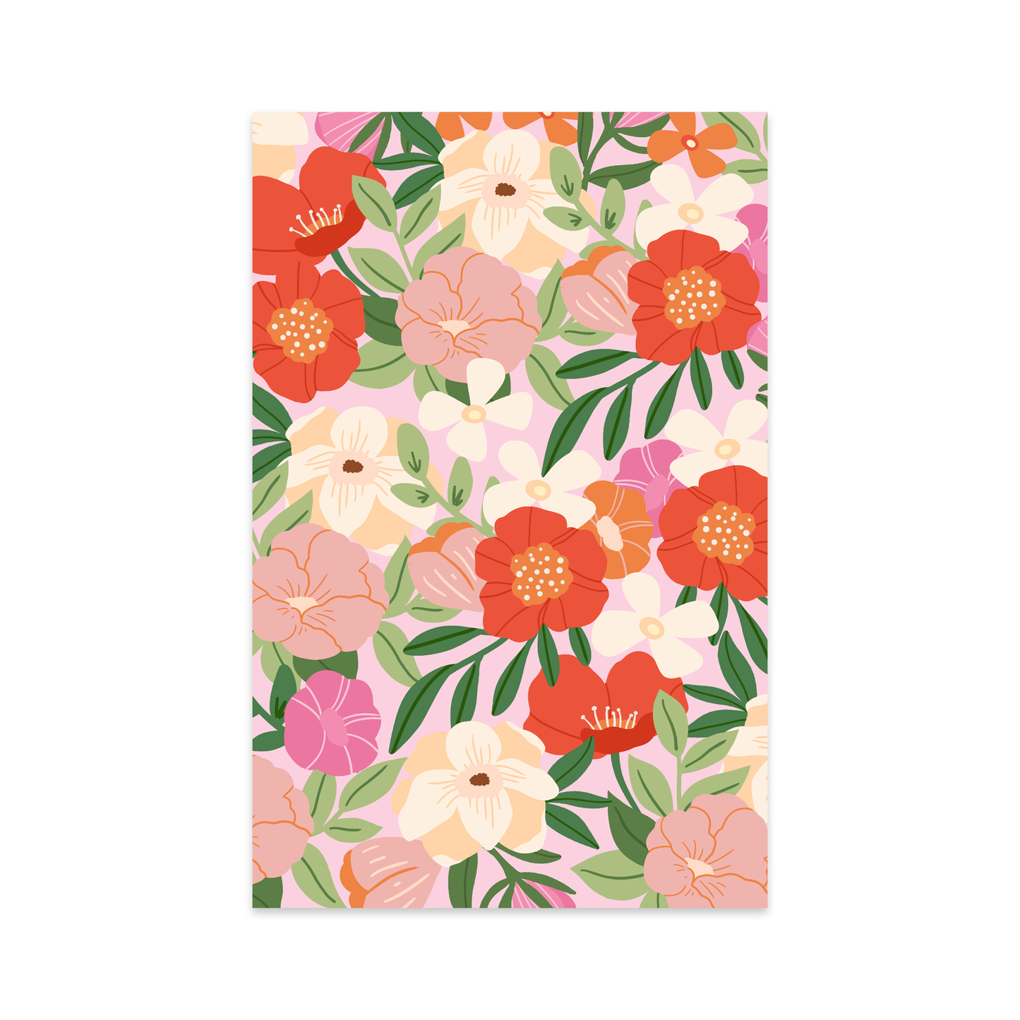 Mini-Carte - Fleurs roses