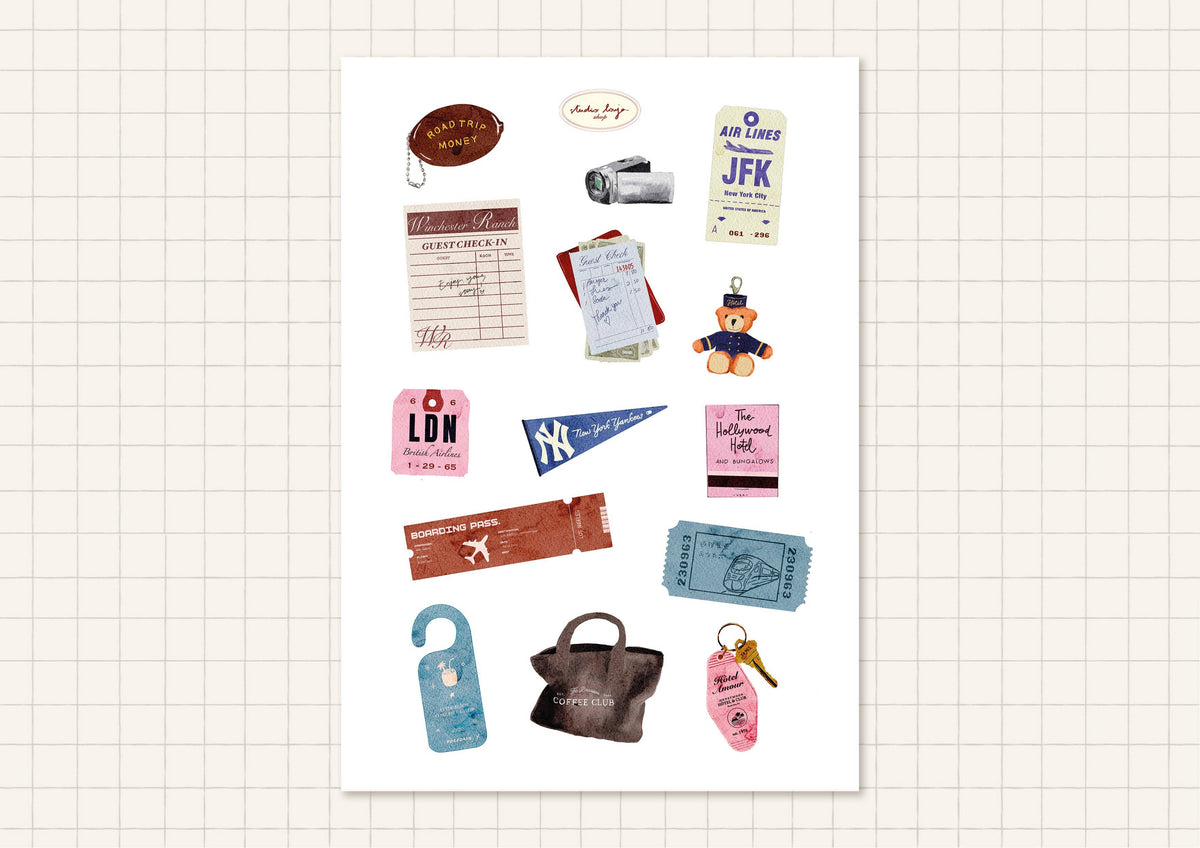 Planche de stickers - Junk Journal Trip