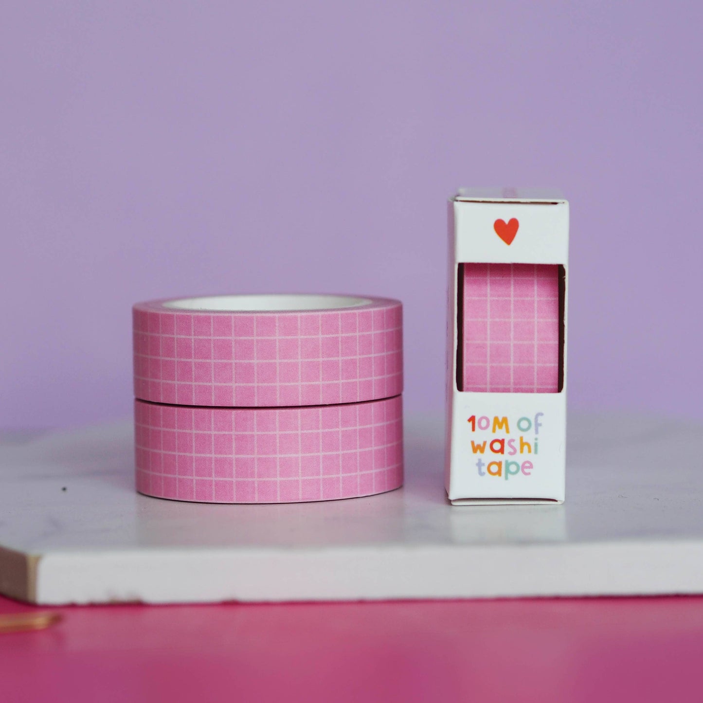 Washi Tape - Rose à motif quadrillé