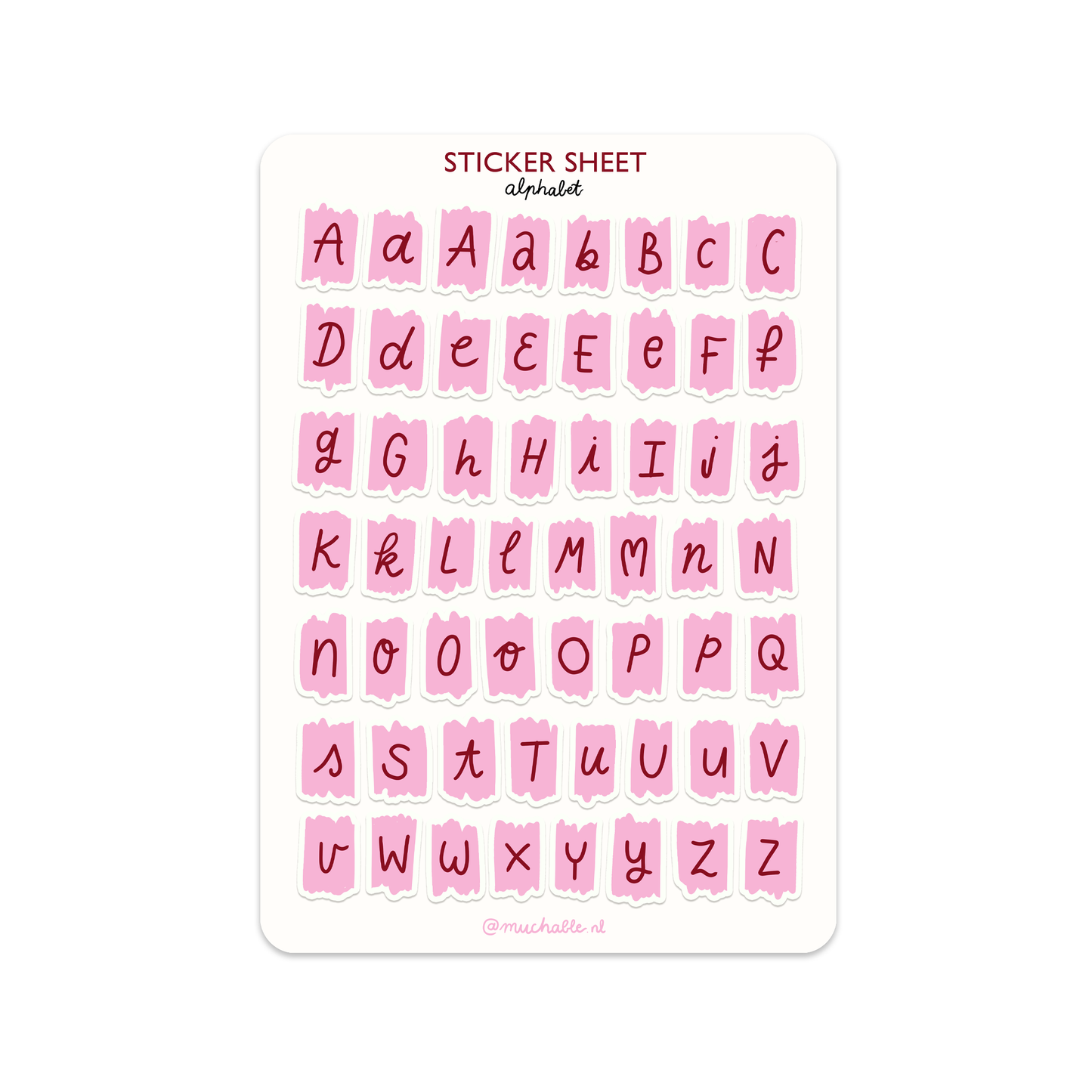 Planche de stickers - Alphabet Rose