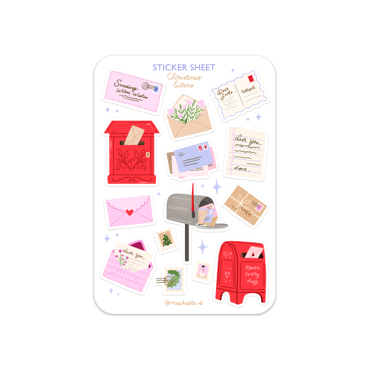 Planche de stickers - Courrier de Noël