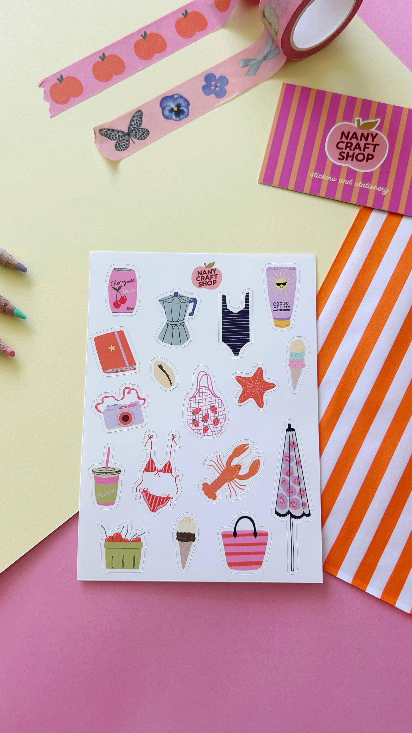 Planche de stickers - Plage