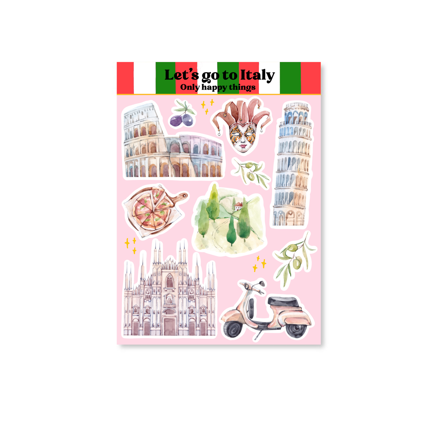 Planche de stickers - Let's go to Italy