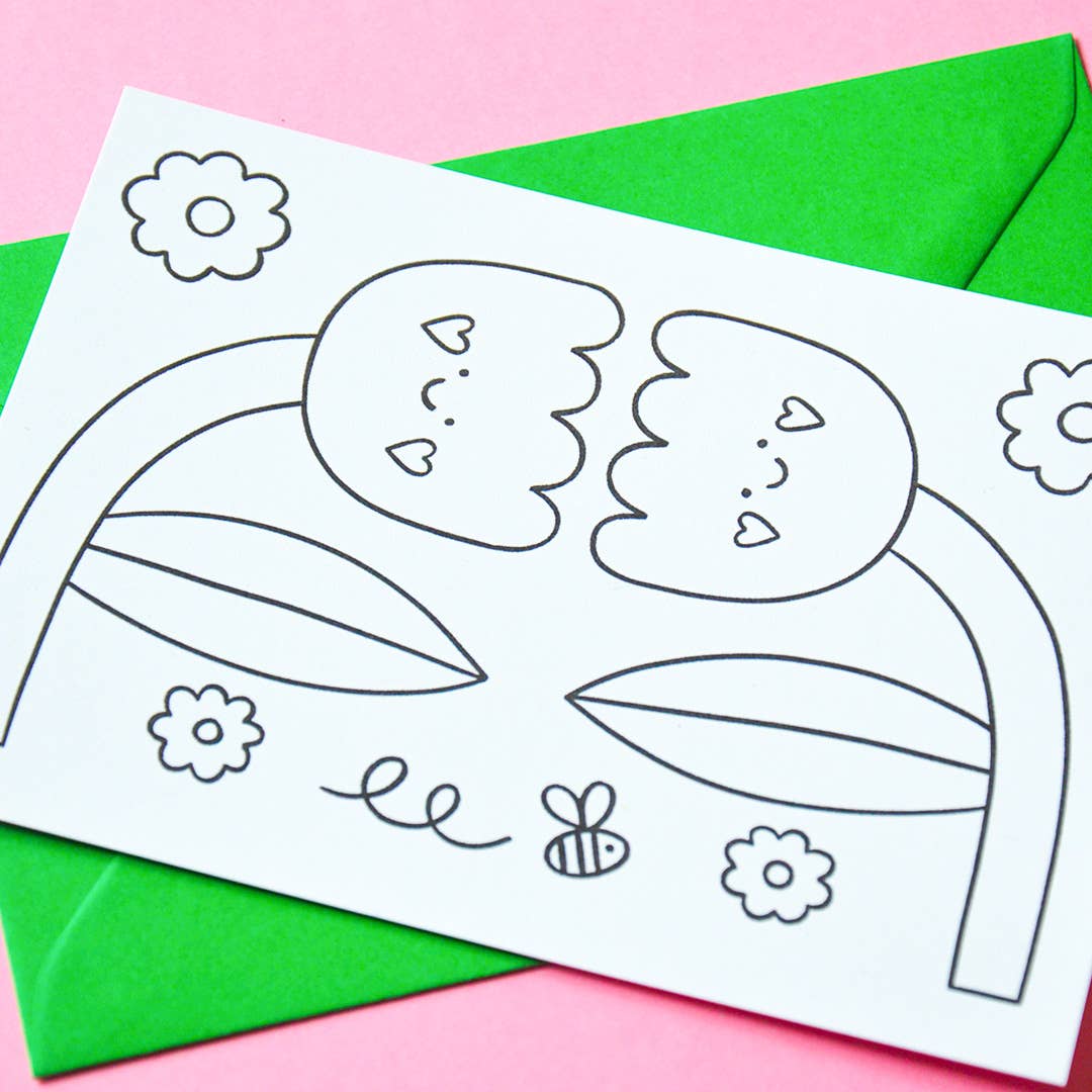 Carte à colorier - Hello tulips