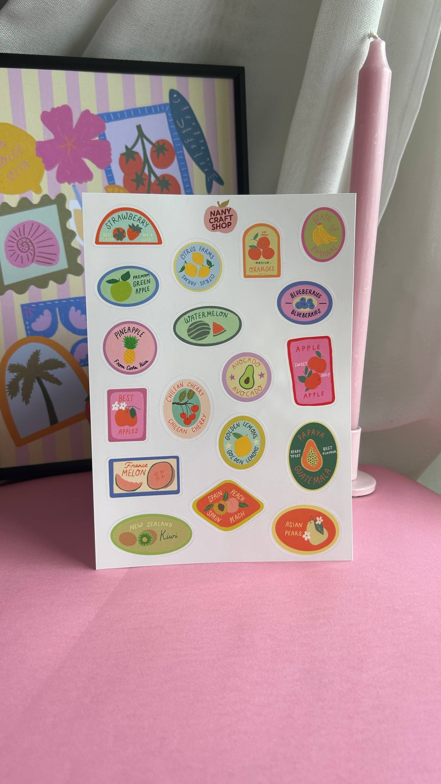 Planche de stickers - Étiquettes fruits