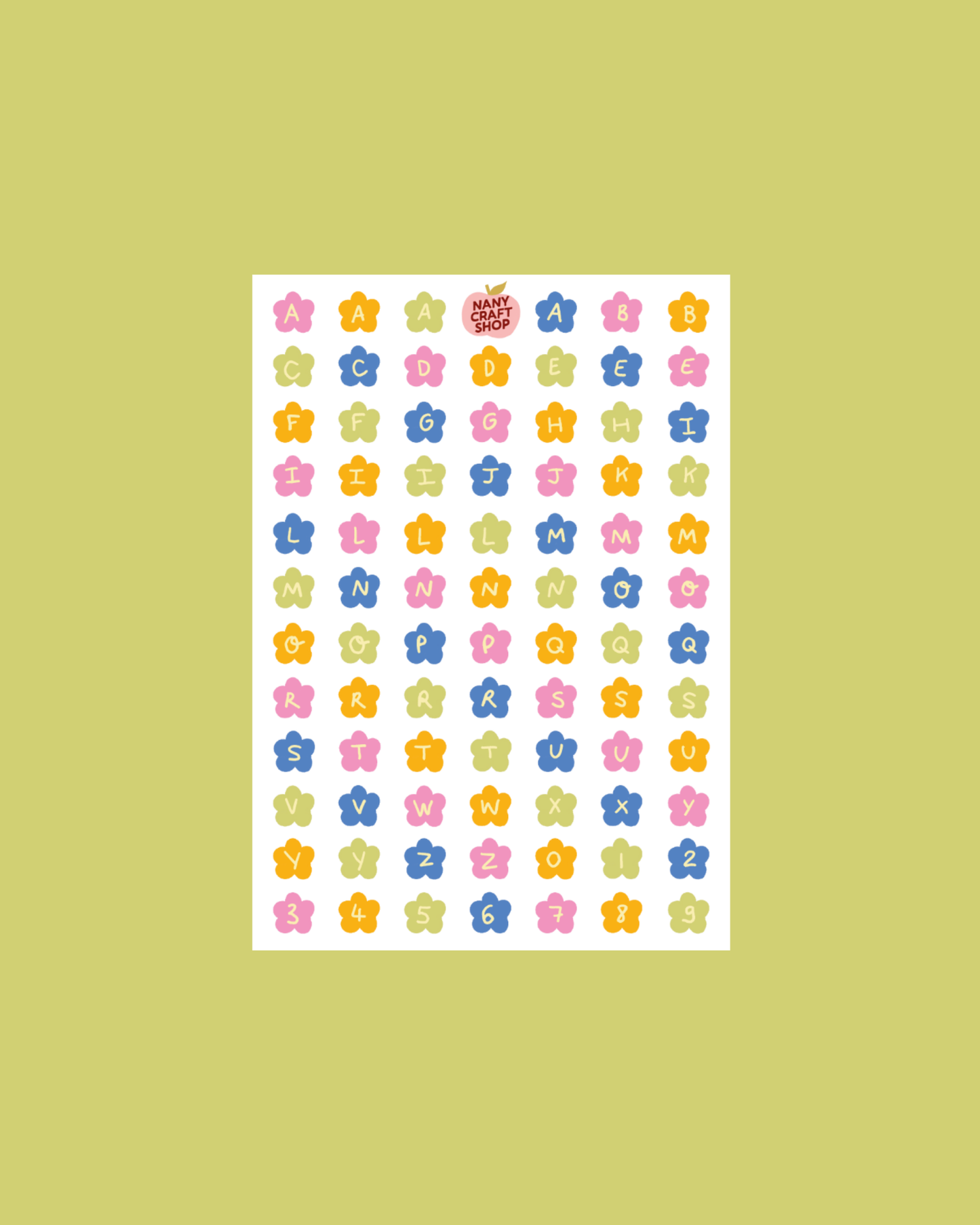 Planche de stickers - Alphabet fleurs