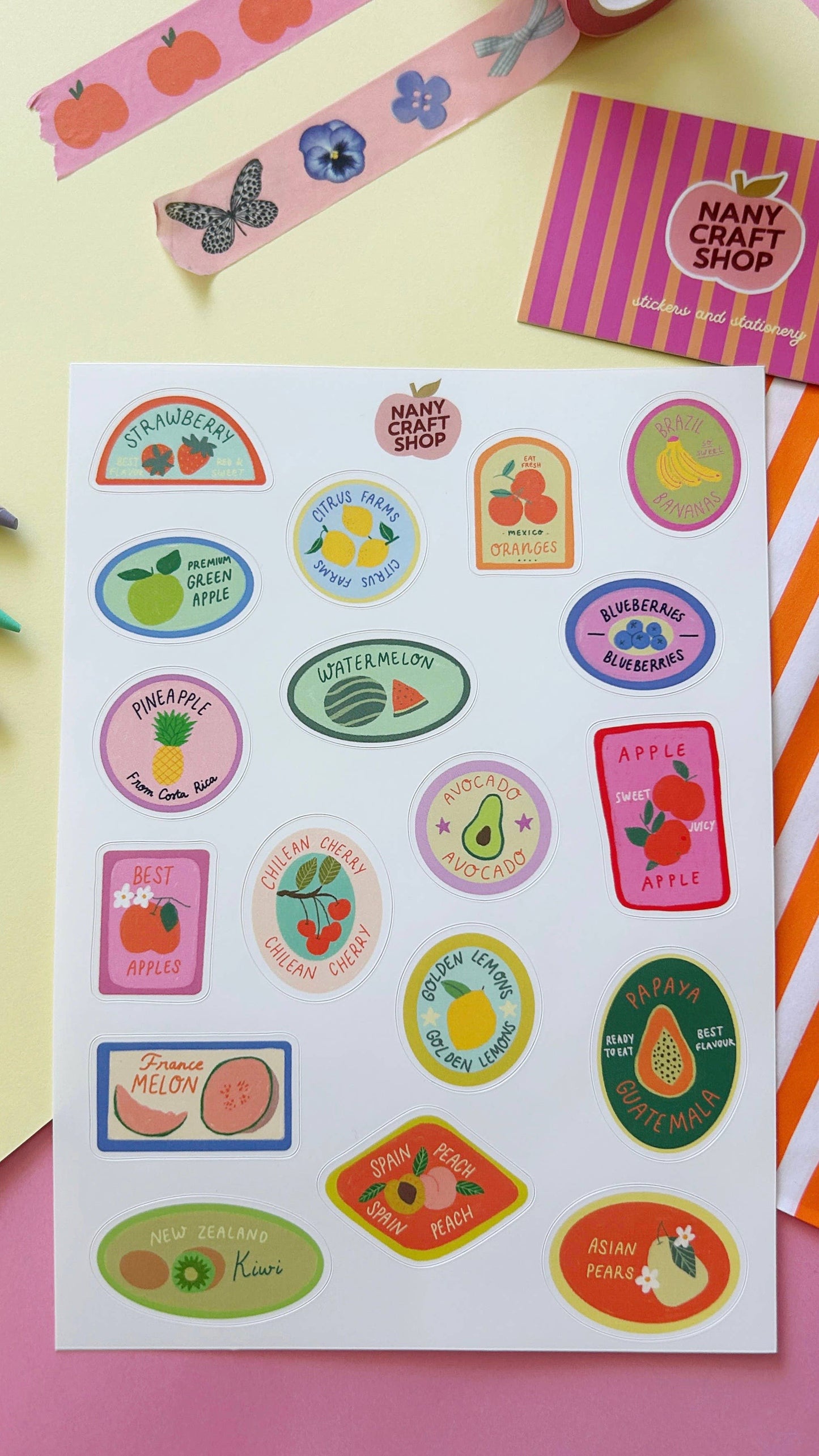 Planche de stickers - Étiquettes fruits