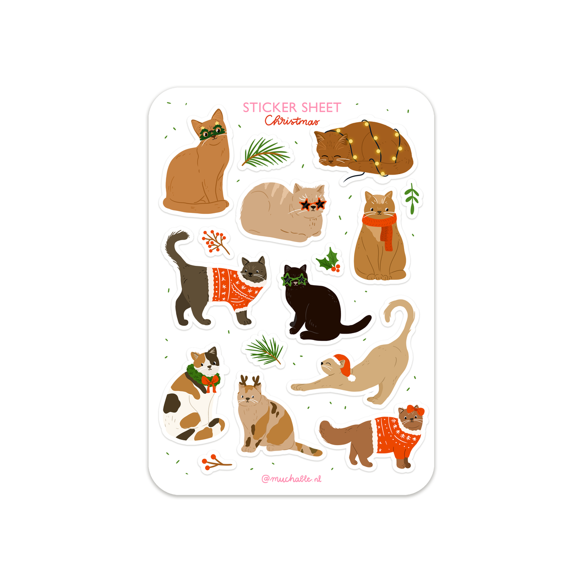 Planche de stickers - Chats de Noël