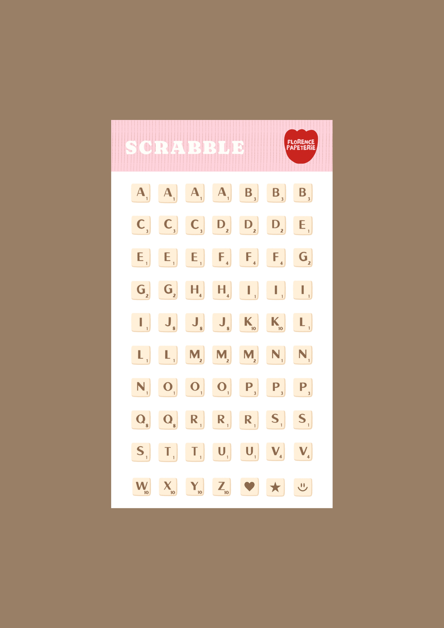 Planche de stickers - Scrabble