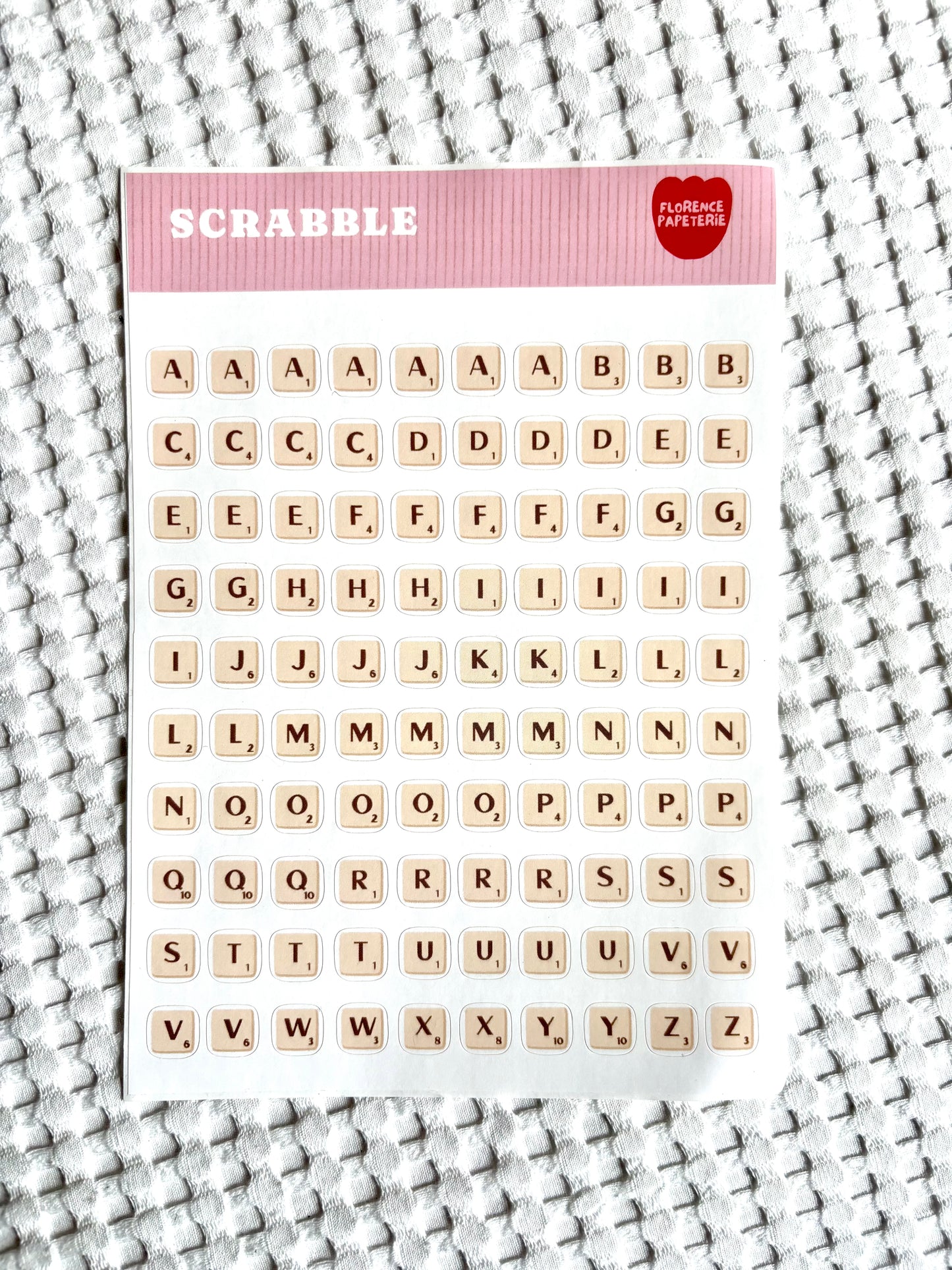 Planche de stickers - Scrabble