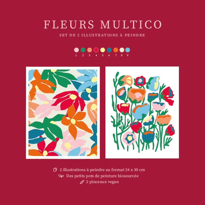 Peintures sur numéros - Fleurs multicolores