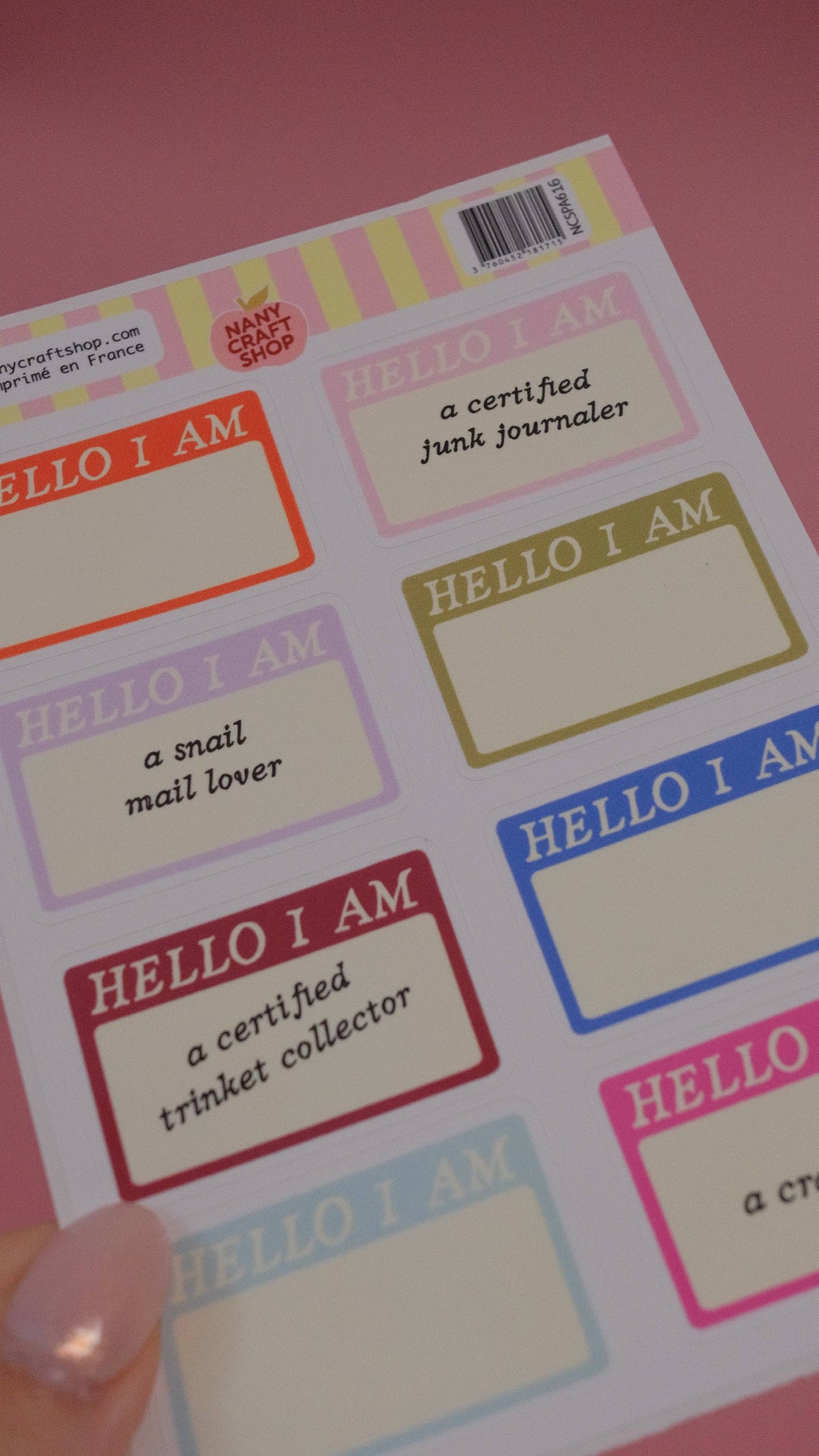 Planche de stickers - Hello I Am