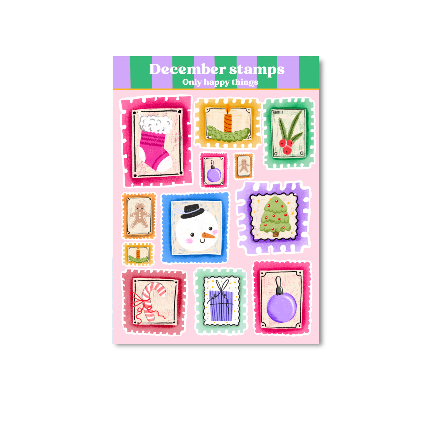 Planche de stickers - Timbres de décembre