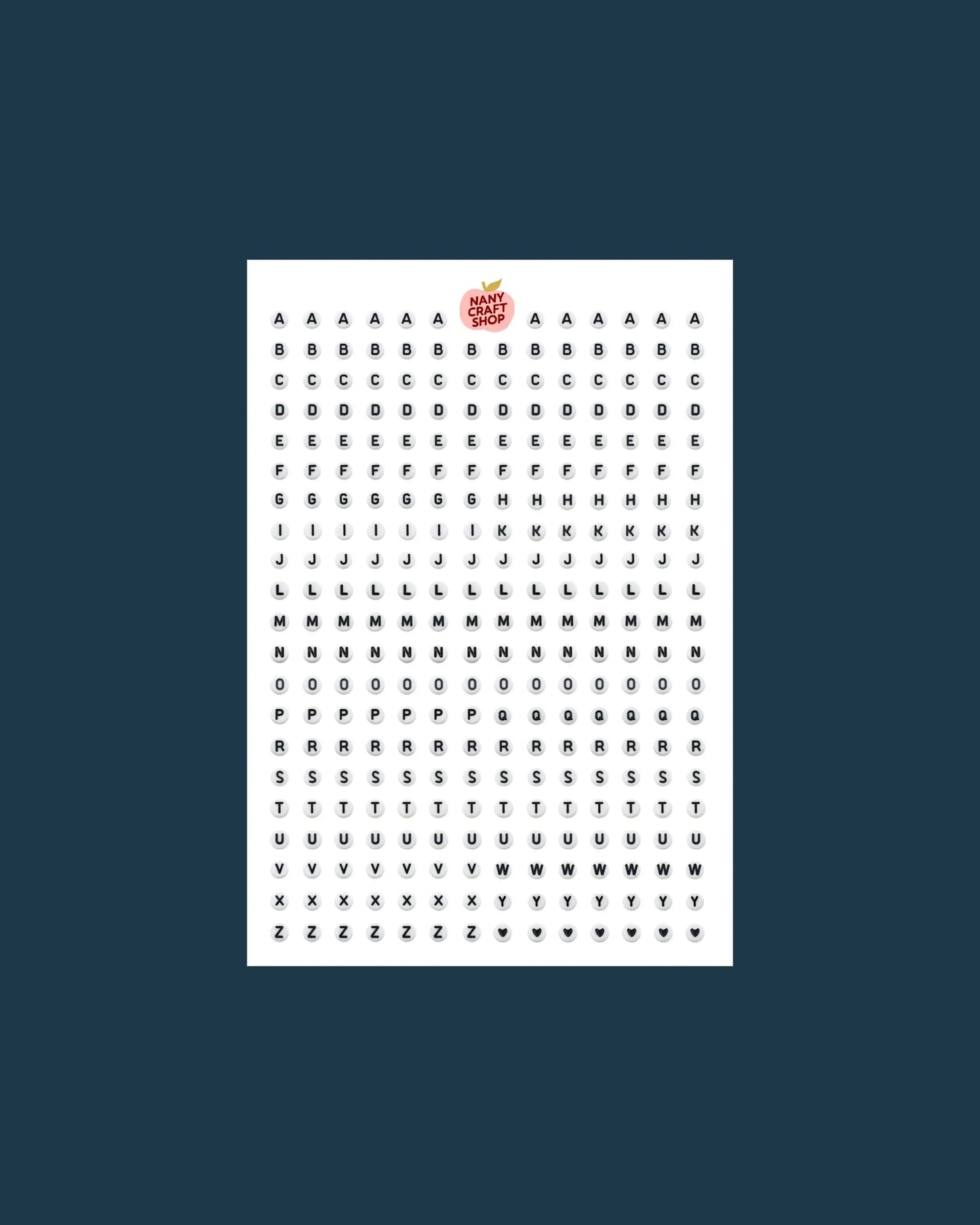 Planche de stickers - Alphabet perle