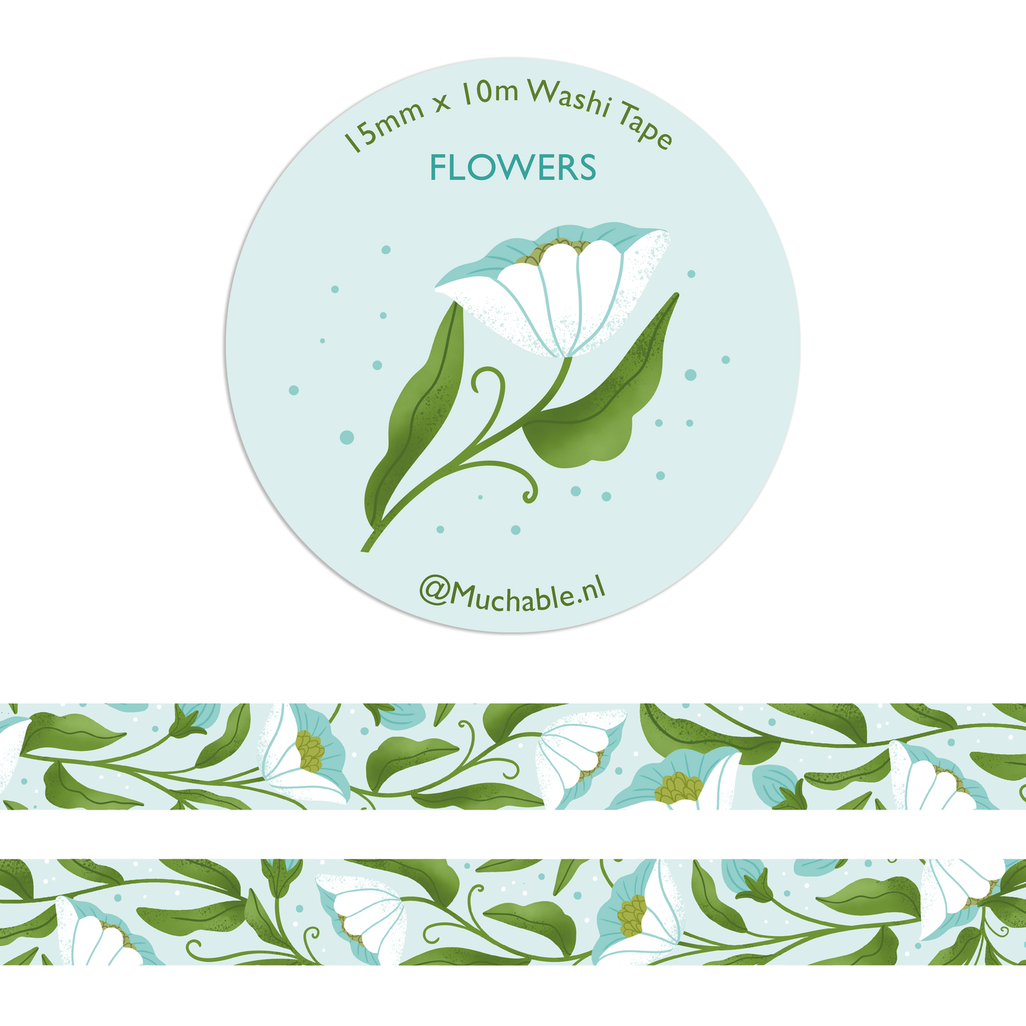 Washi Tape - Fleurs Blanches
