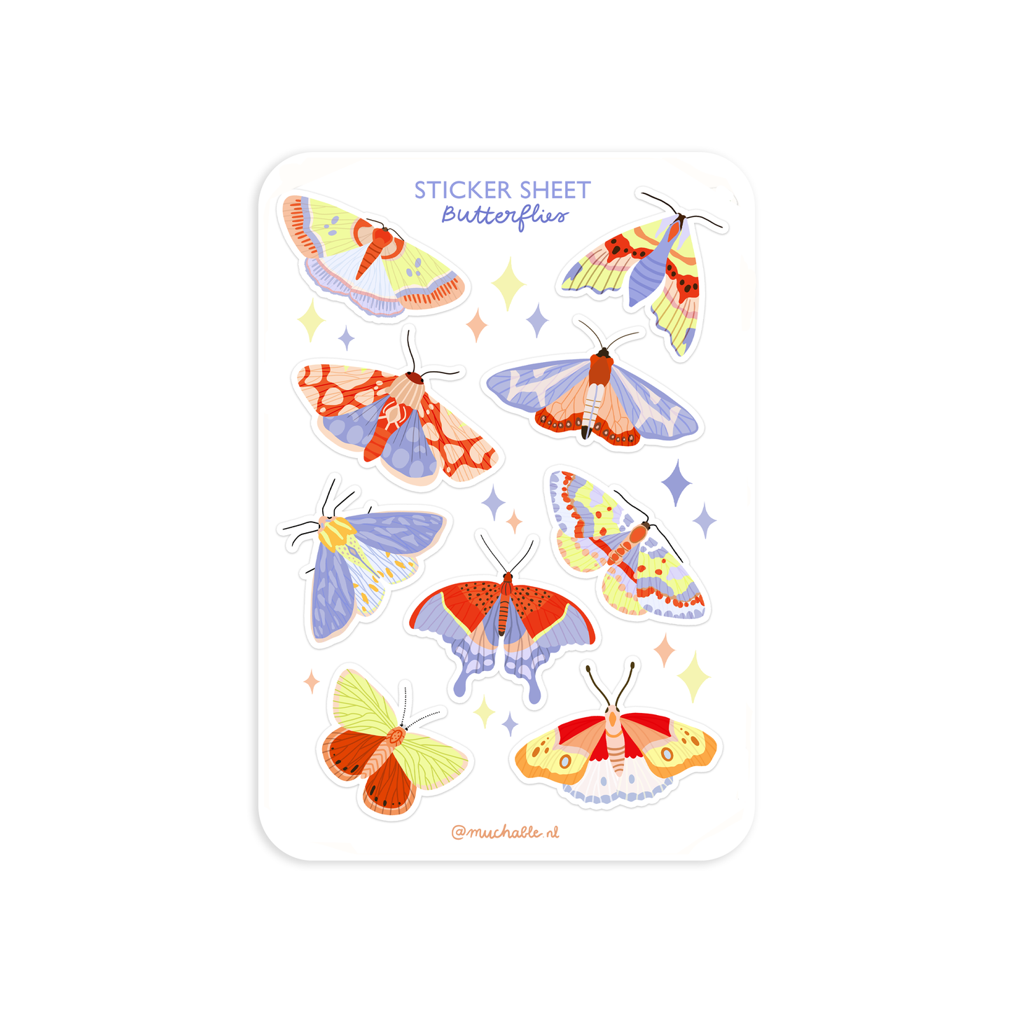 Planche de stickers - Papillons colorés