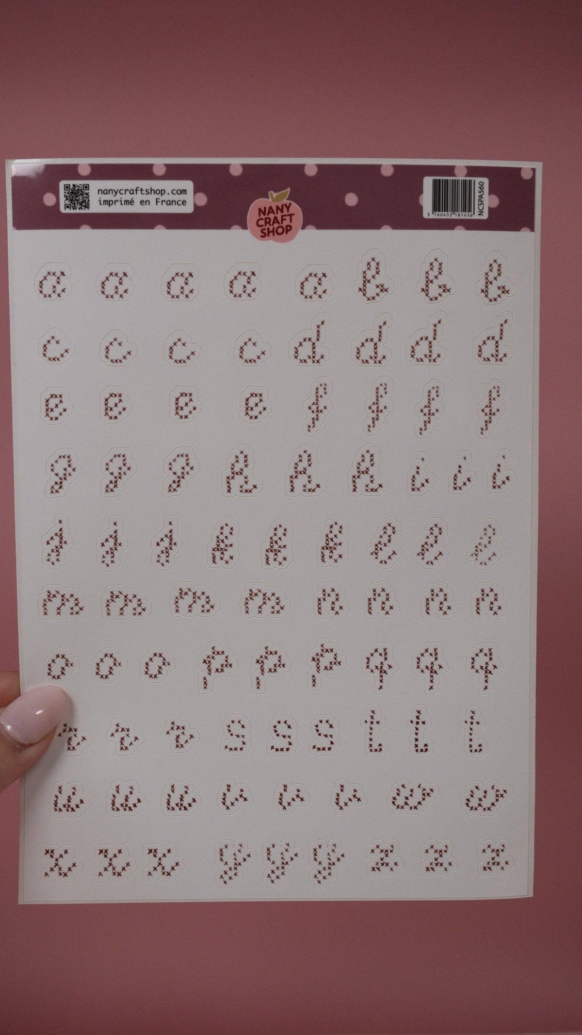 Planche de stickers - Alphabet point de croix
