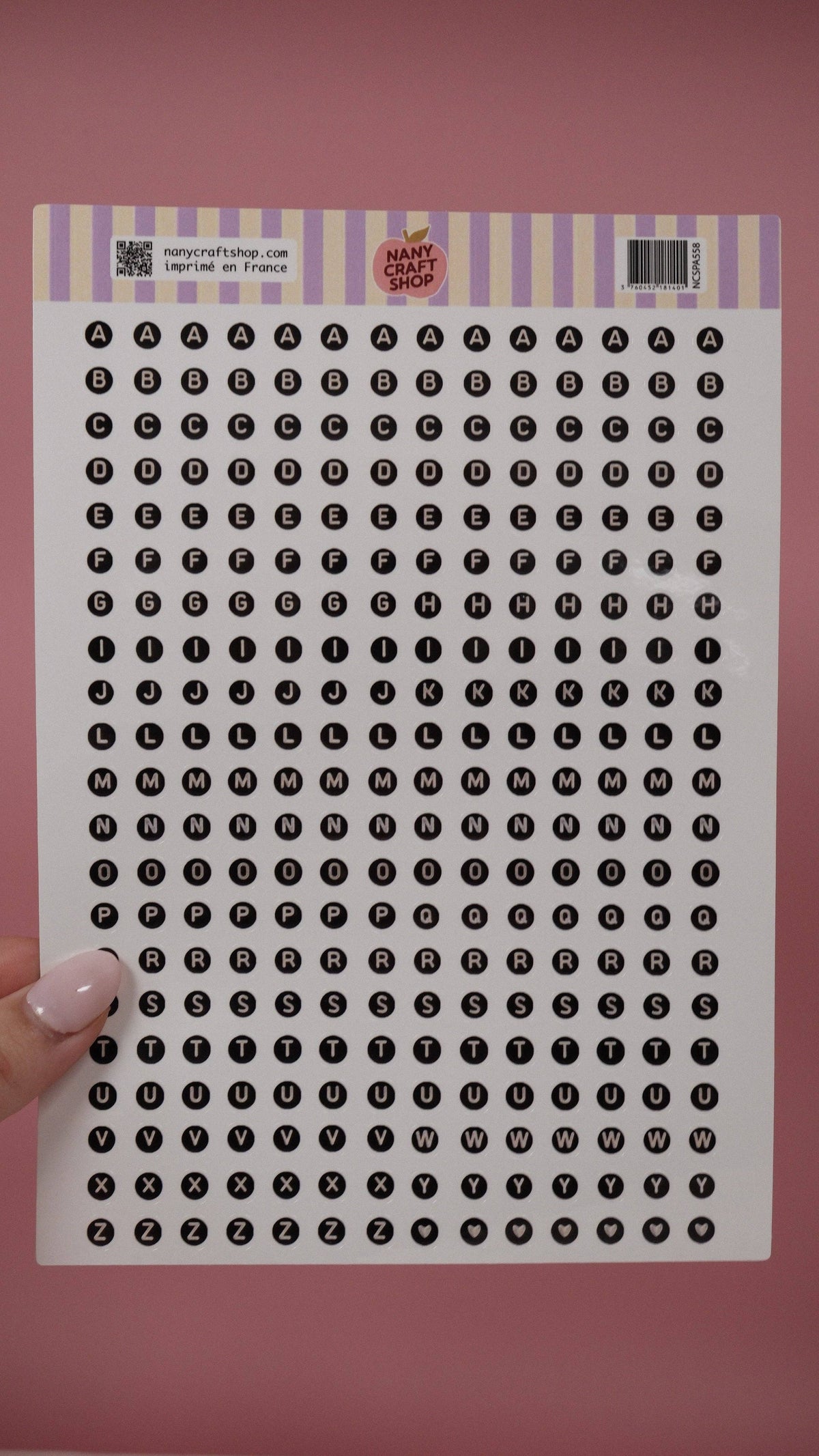 Planche de stickers - Alphabet Perles Noir