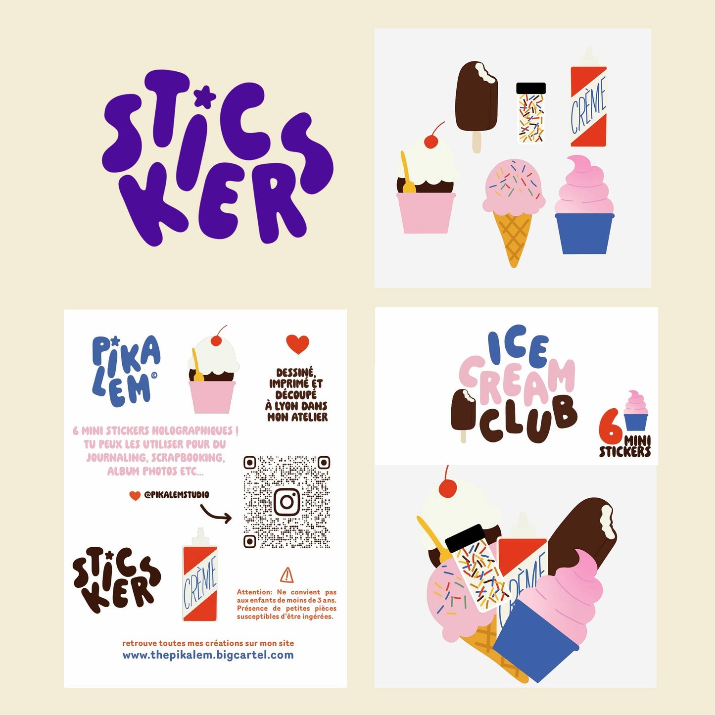 Lot de stickers - Ice Cream
