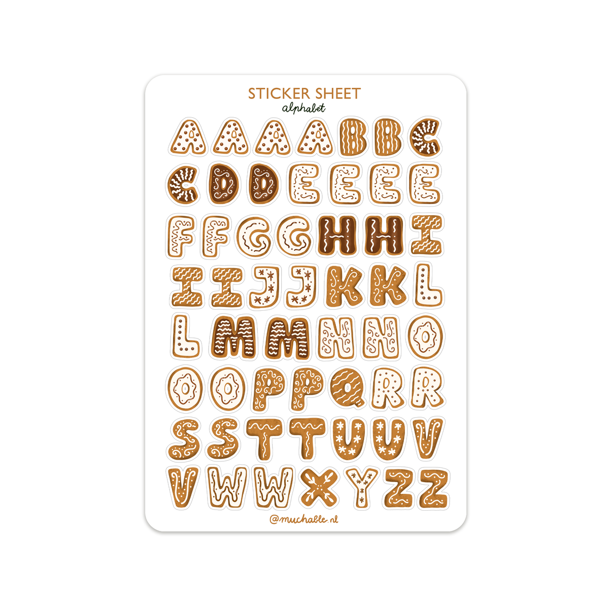 Planche de stickers - Alphabet de biscuits de Noël