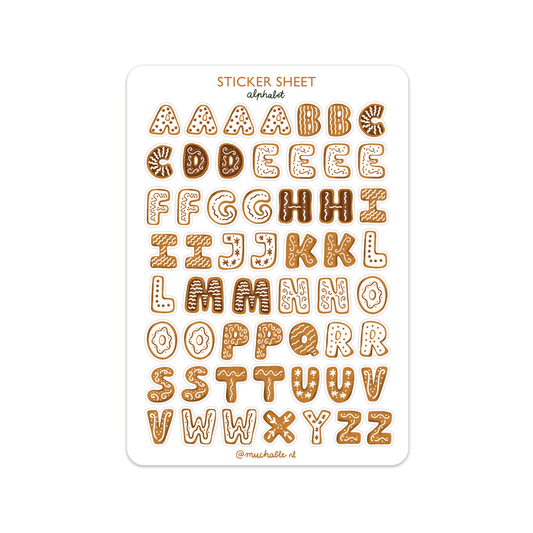 Planche de stickers - Alphabet de biscuits de Noël