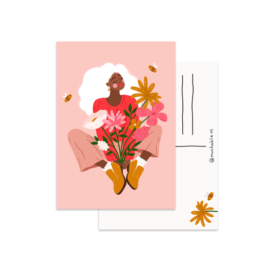 Carte postale - Fille aux fleurs