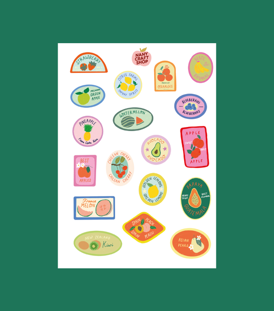 Planche de stickers - Étiquettes fruits