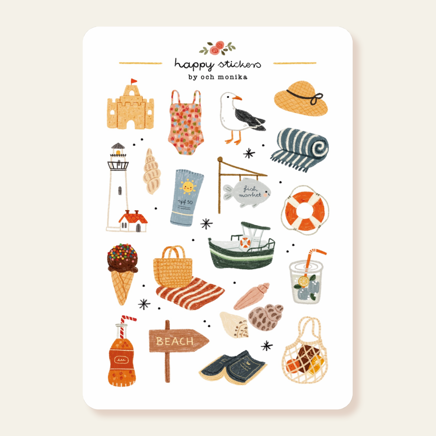 Planche de stickers - Bord de mer