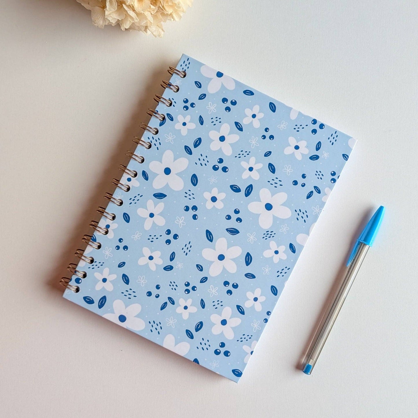 Carnet - Fleurs Blanches et Bleues