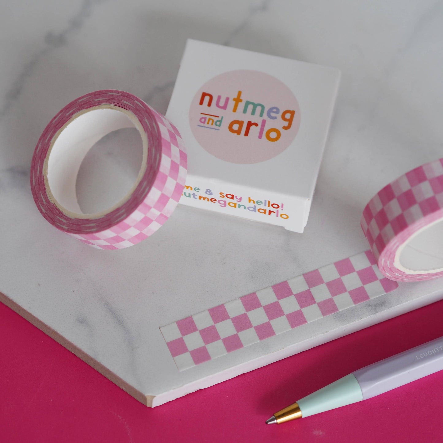 Washi Tape - Damier Rose Pâle