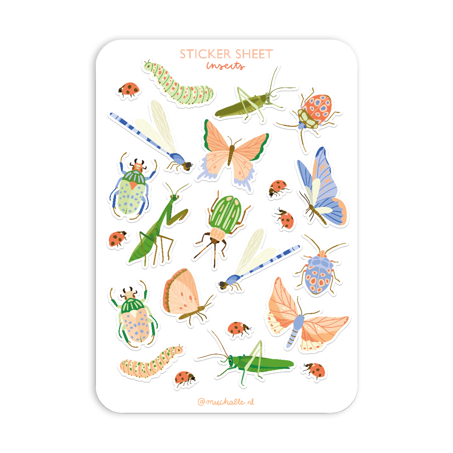 Planche de stickers - Insectes et coccinelles
