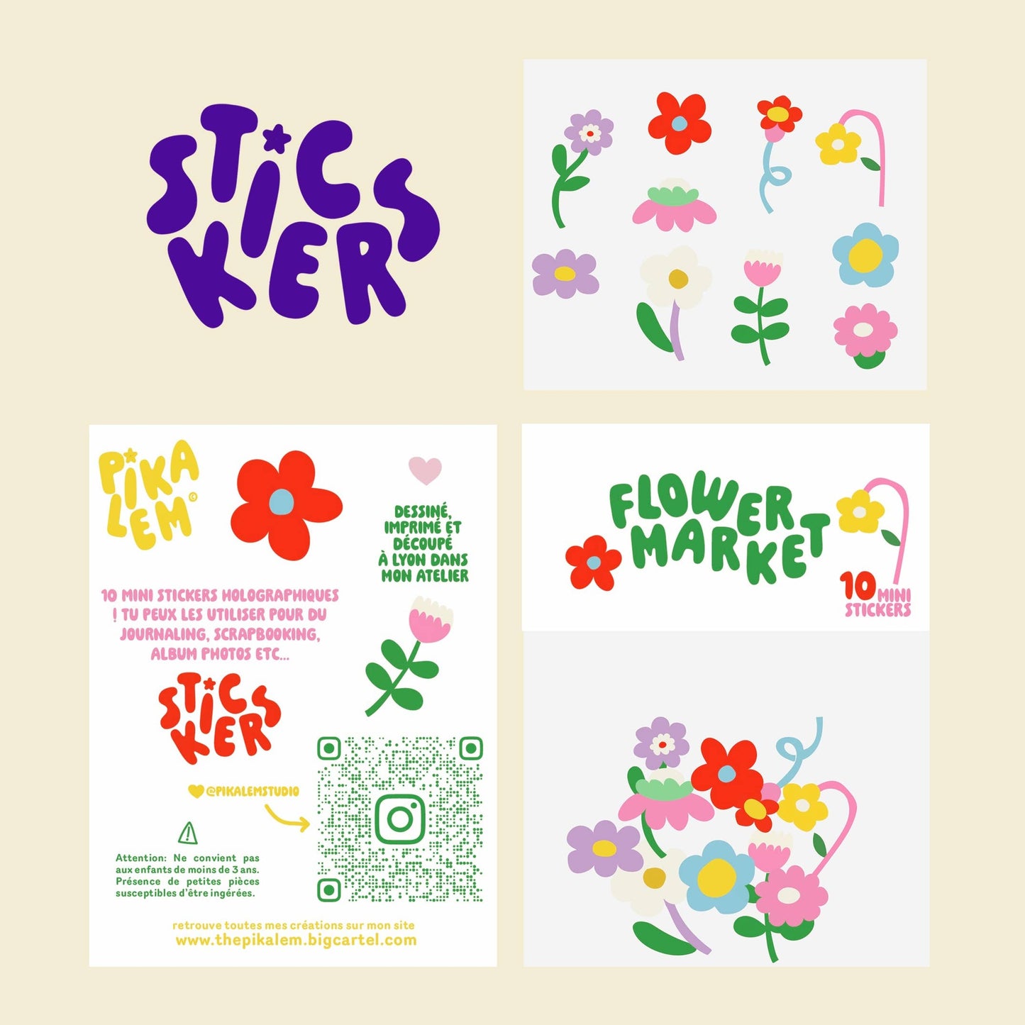 Lot de stickers - Flower Market