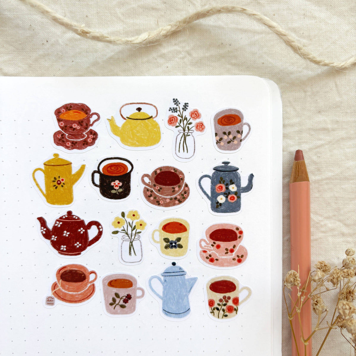 Planche de stickers - Petites tasses à thé
