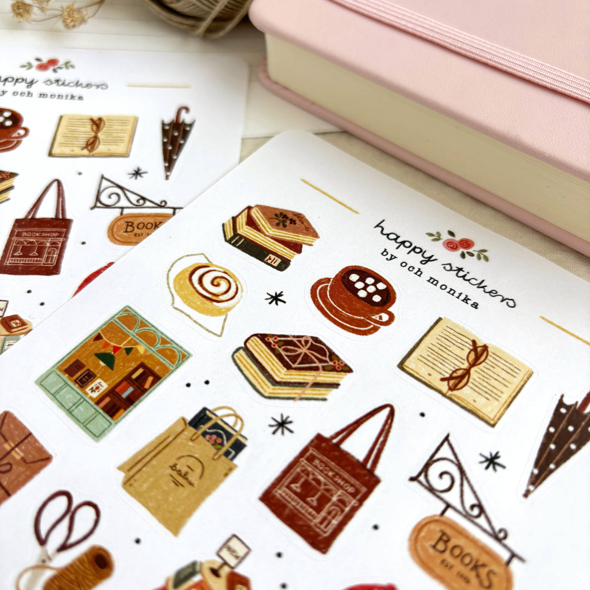 Planche de stickers - Librairie pluvieuse