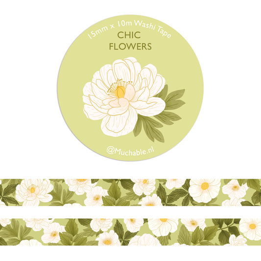 Washi Tape - Fleurs Blanches Chic