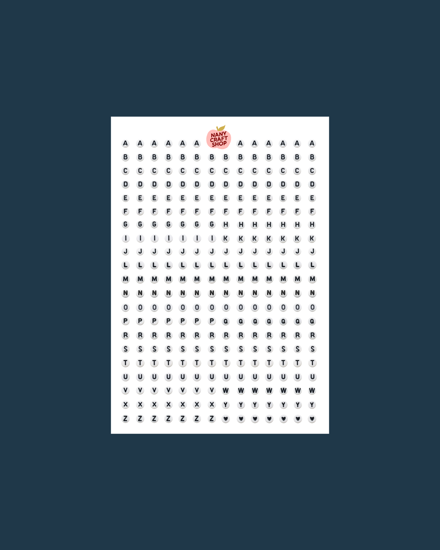 Planche de stickers - Alphabet perles