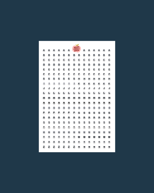 Planche de stickers - Alphabet perles