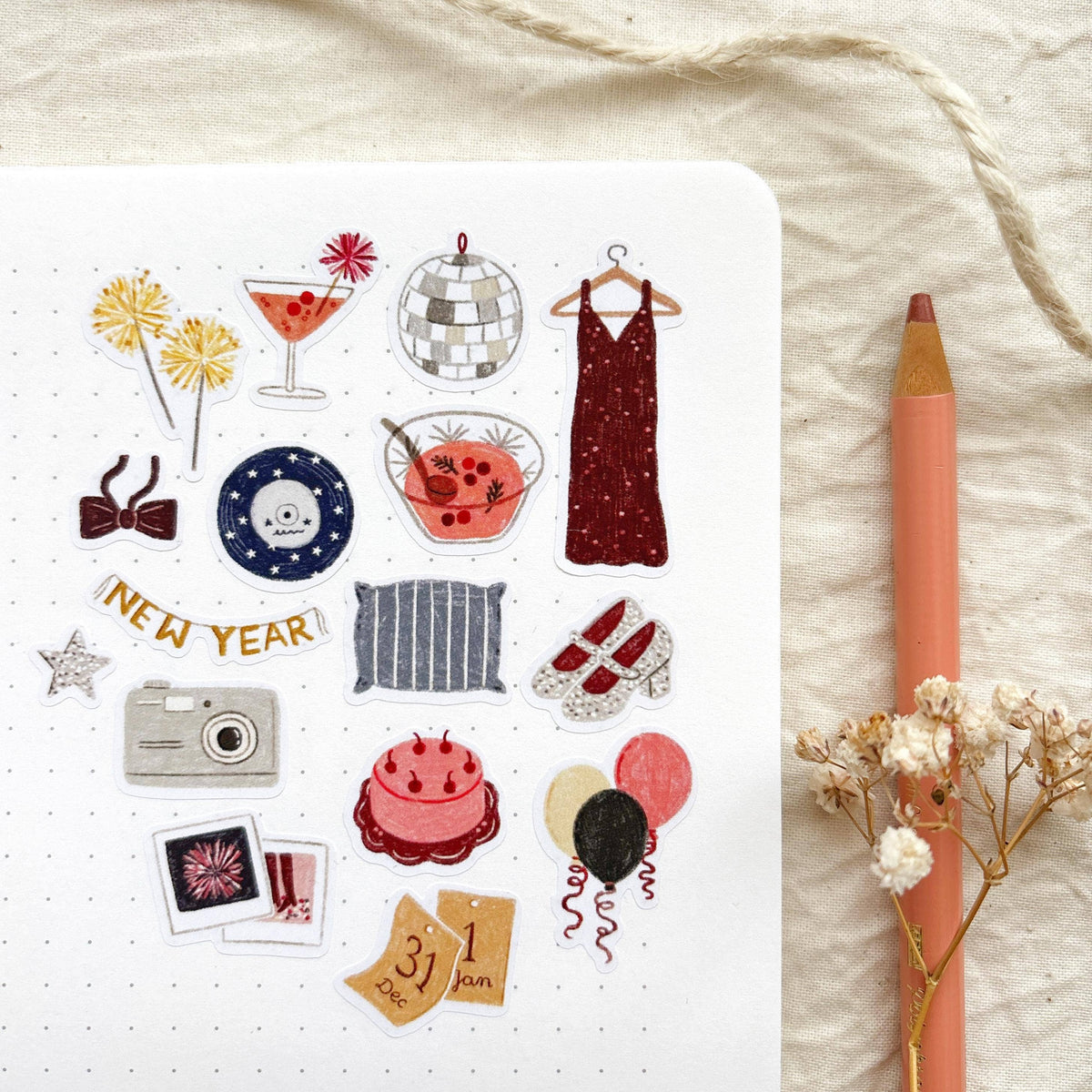 Planche de stickers - Réveillon du Nouvel An