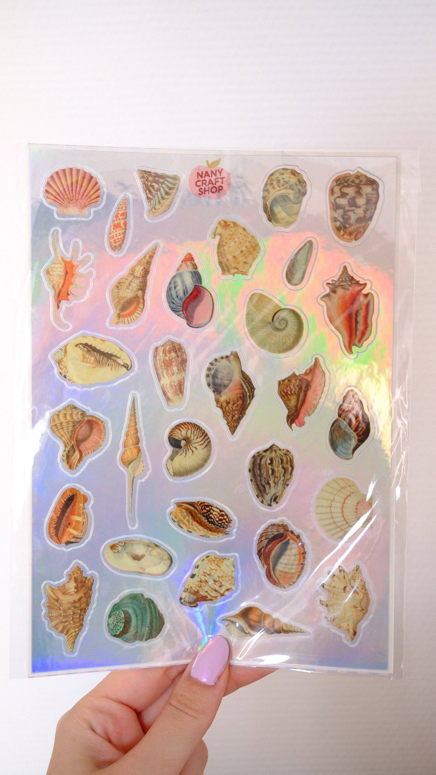 Planche de stickers - Coquillages Holographiques