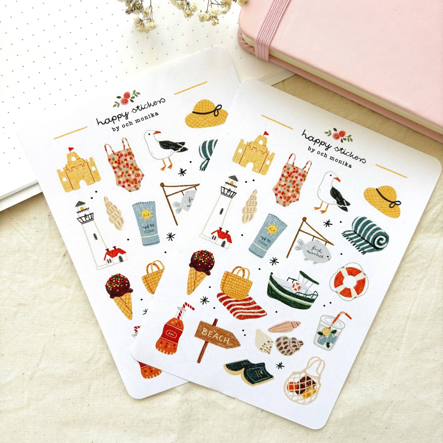 Planche de stickers - Bord de mer