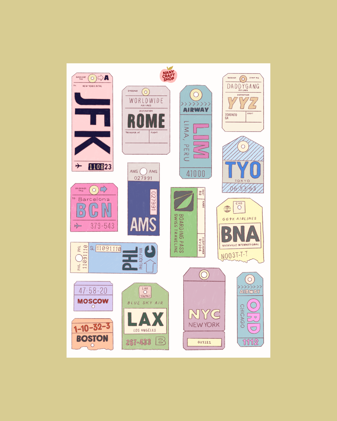 Planche de stickers - Tickets d'Avion