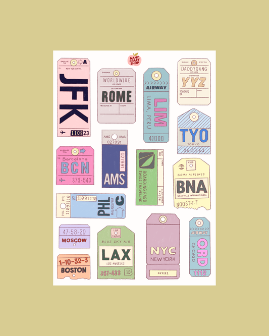 Planche de stickers - Tickets d'Avion