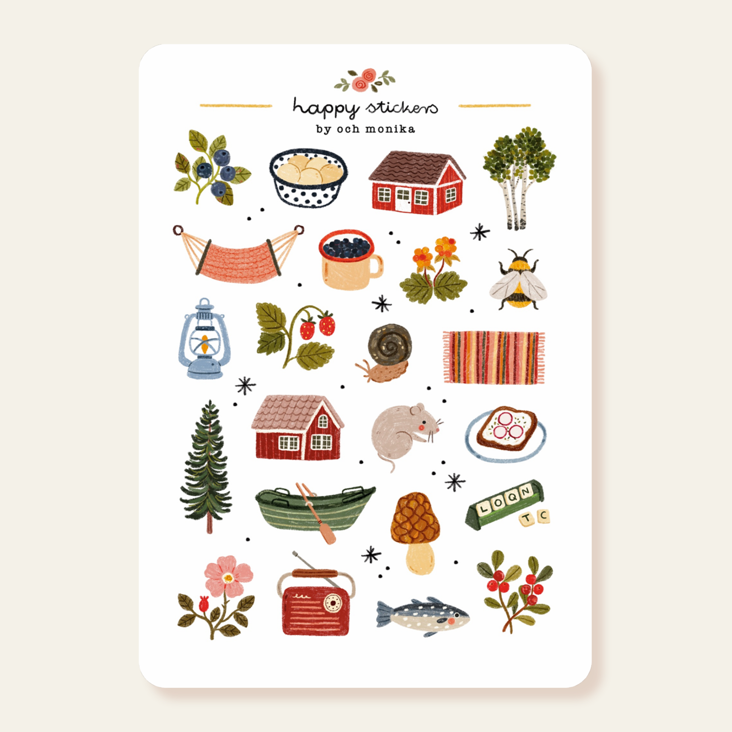 Planche de stickers - Cottage d'été