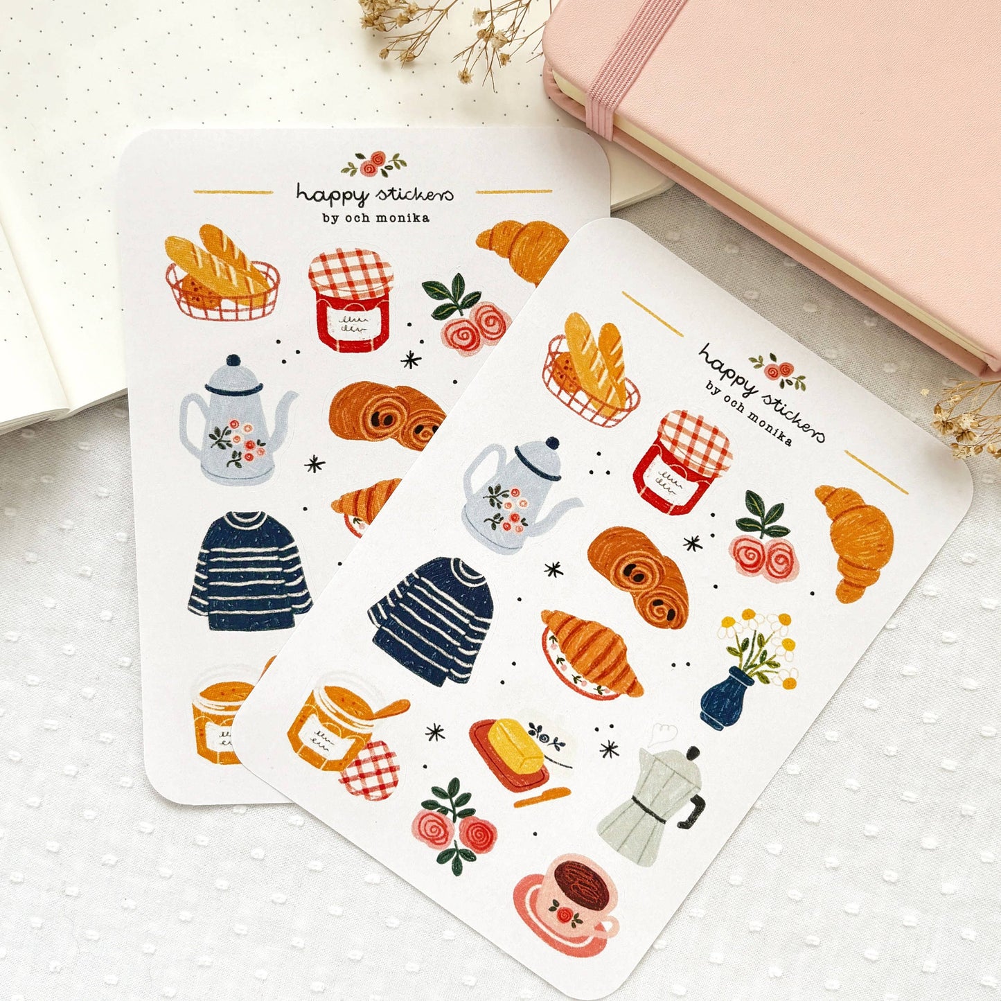 Planche de stickers - Petit déjeuner français