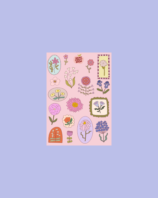 Planche de stickers - Fleurs Dessins