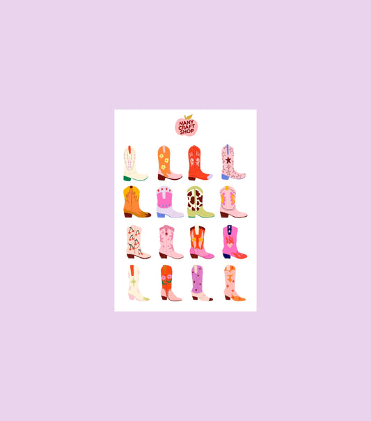 Planche de stickers - Bottes cowboy